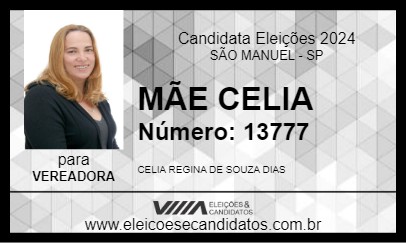 Candidato MÃE CELIA 2024 - SÃO MANUEL - Eleições