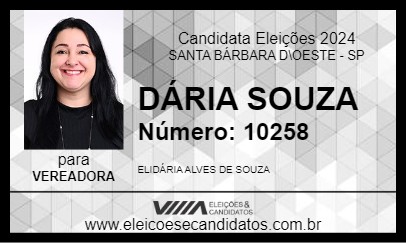 Candidato DÁRIA SOUZA 2024 - SANTA BÁRBARA D\OESTE - Eleições