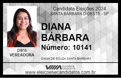 Candidato DIANA BÁRBARA 2024 - SANTA BÁRBARA D\OESTE - Eleições