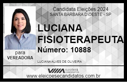 Candidato LUCIANA FISIOTERAPEUTA 2024 - SANTA BÁRBARA D\OESTE - Eleições