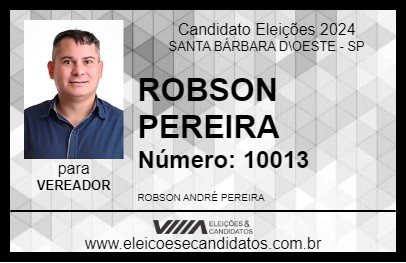 Candidato ROBSON PEREIRA 2024 - SANTA BÁRBARA D\OESTE - Eleições