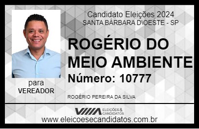 Candidato ROGÉRIO DO MEIO AMBIENTE 2024 - SANTA BÁRBARA D\OESTE - Eleições