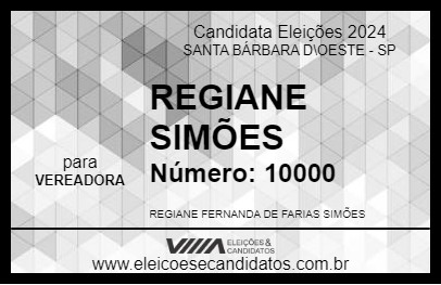 Candidato REGIANE SIMÕES 2024 - SANTA BÁRBARA D\OESTE - Eleições