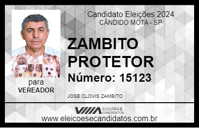 Candidato ZAMBITO PROTETOR 2024 - CÂNDIDO MOTA - Eleições