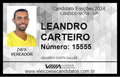 Candidato LEANDRO CARTEIRO 2024 - CÂNDIDO MOTA - Eleições