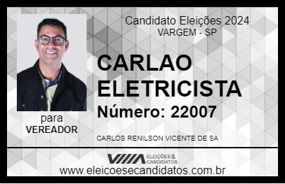 Candidato CARLAO ELETRICISTA 2024 - VARGEM - Eleições