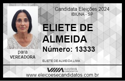 Candidato ELIETE DE ALMEIDA 2024 - IBIÚNA - Eleições