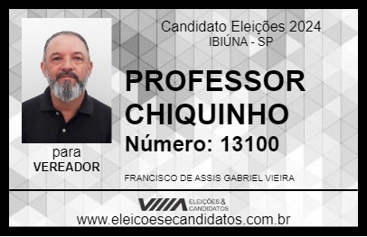 Candidato PROFESSOR CHIQUINHO 2024 - IBIÚNA - Eleições