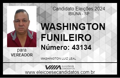 Candidato WASHINGTON FUNILEIRO 2024 - IBIÚNA - Eleições