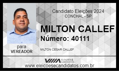 Candidato MILTON CALLEF 2024 - CONCHAL - Eleições