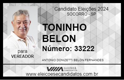 Candidato TONINHO BELON 2024 - SOCORRO - Eleições