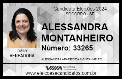 Candidato ALESSANDRA MONTANHEIRO 2024 - SOCORRO - Eleições