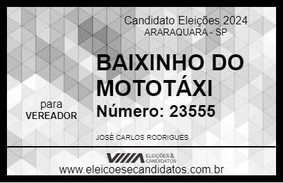 Candidato BAIXINHO DO MOTOTÁXI 2024 - ARARAQUARA - Eleições