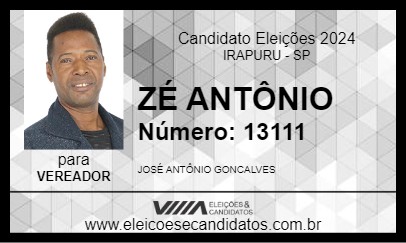 Candidato ZÉ ANTÔNIO 2024 - IRAPURU - Eleições