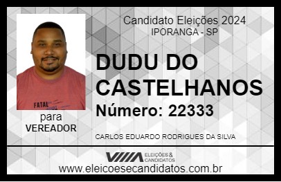 Candidato DUDU DO CASTELHANOS 2024 - IPORANGA - Eleições