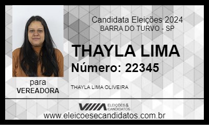 Candidato THAYLA LIMA 2024 - BARRA DO TURVO - Eleições