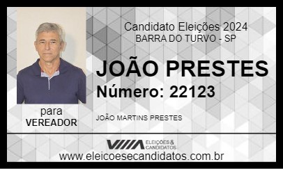 Candidato JOÃO PRESTES 2024 - BARRA DO TURVO - Eleições