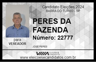 Candidato PERES DA FAZENDA 2024 - BARRA DO TURVO - Eleições