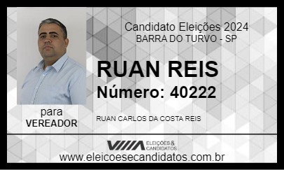 Candidato RUAN REIS 2024 - BARRA DO TURVO - Eleições