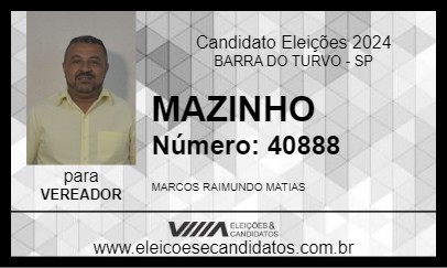 Candidato MAZINHO 2024 - BARRA DO TURVO - Eleições