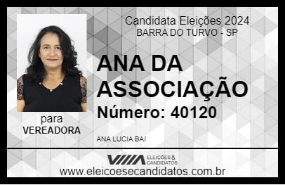 Candidato ANA DA ASSOCIAÇÃO 2024 - BARRA DO TURVO - Eleições