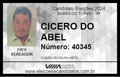 Candidato CICERO DO ABEL 2024 - BARRA DO TURVO - Eleições