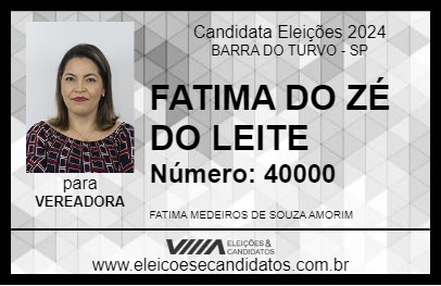 Candidato FATIMA DO ZÉ DO LEITE 2024 - BARRA DO TURVO - Eleições