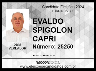 Candidato EVALDO SPIGOLON CAPRI 2024 - TORRINHA - Eleições