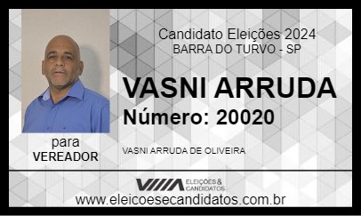 Candidato VASNI ARRUDA 2024 - BARRA DO TURVO - Eleições