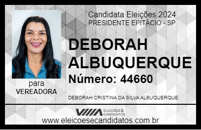 Candidato DEBORAH ALBUQUERQUE 2024 - PRESIDENTE EPITÁCIO - Eleições