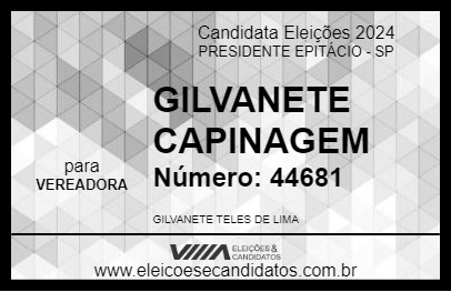 Candidato GILVANETE CAPINAGEM 2024 - PRESIDENTE EPITÁCIO - Eleições