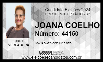 Candidato JOANA COELHO 2024 - PRESIDENTE EPITÁCIO - Eleições