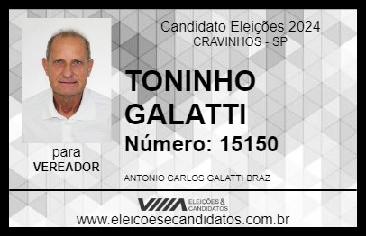 Candidato TONINHO GALATTI 2024 - CRAVINHOS - Eleições