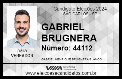 Candidato GABRIEL BRUGNERA 2024 - SÃO CARLOS - Eleições