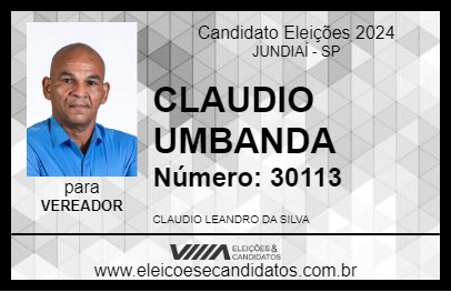 Candidato CLAUDIO UMBANDA 2024 - JUNDIAÍ - Eleições