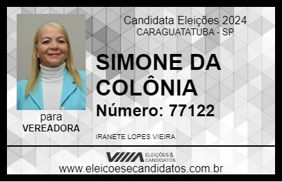 Candidato SIMONE DA COLÔNIA 2024 - CARAGUATATUBA - Eleições