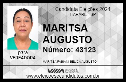 Candidato MARITSA AUGUSTO 2024 - ITARARÉ - Eleições