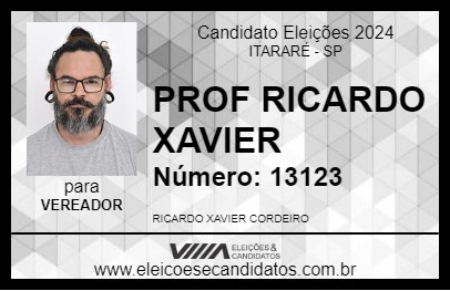 Candidato PROF RICARDO XAVIER 2024 - ITARARÉ - Eleições