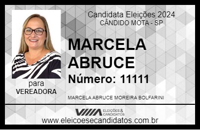 Candidato MARCELA ABRUCE 2024 - CÂNDIDO MOTA - Eleições