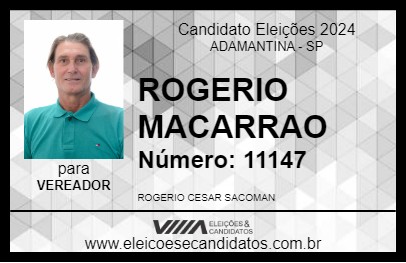 Candidato ROGERIO MACARRAO 2024 - ADAMANTINA - Eleições