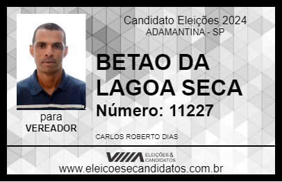 Candidato BETAO DA LAGOA SECA 2024 - ADAMANTINA - Eleições