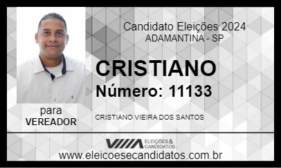 Candidato CRISTIANO 2024 - ADAMANTINA - Eleições