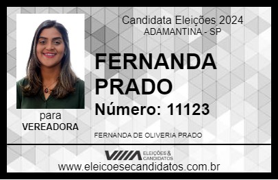 Candidato FERNANDA PRADO 2024 - ADAMANTINA - Eleições