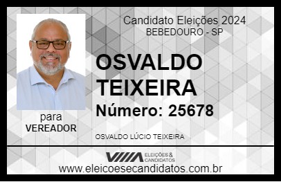 Candidato OSVALDO TEIXEIRA 2024 - BEBEDOURO - Eleições