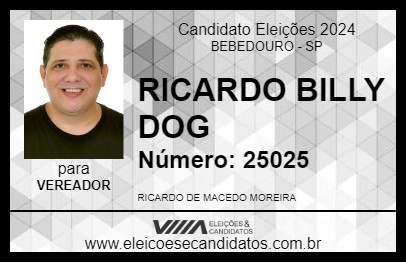 Candidato RICARDO BILLY DOG 2024 - BEBEDOURO - Eleições