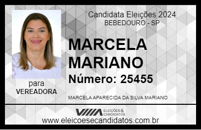 Candidato MARCELA MARIANO 2024 - BEBEDOURO - Eleições