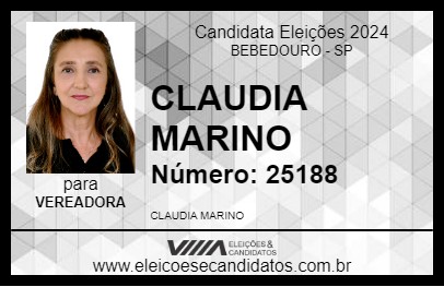 Candidato CLAUDIA MARINO 2024 - BEBEDOURO - Eleições