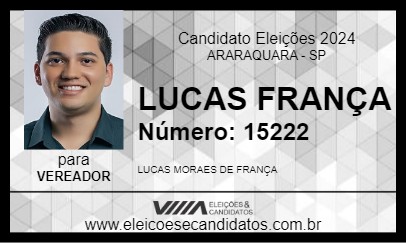 Candidato LUCAS FRANÇA 2024 - ARARAQUARA - Eleições