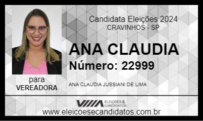 Candidato ANA CLAUDIA 2024 - CRAVINHOS - Eleições