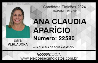 Candidato ANA CLAUDIA APARÍCIO 2024 - CRAVINHOS - Eleições